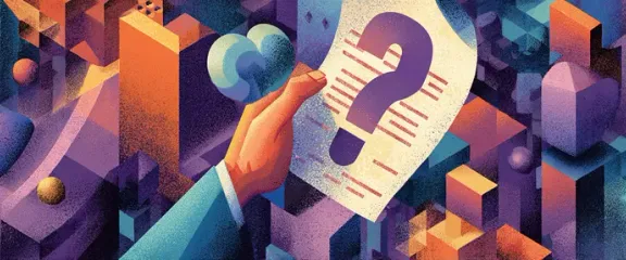 Illustratie van een hand die een testuitslag met een groot vraagteken vasthoudt