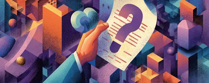 Illustratie van een hand die een testuitslag met een groot vraagteken vasthoudt